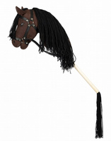 Koń na kiju brązowy i przeszkoda mur Zestaw do Hobby Horse do zabawy w domu i plenerze Astrup