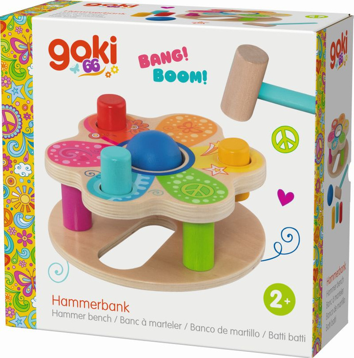 Przebijanka dla dzieci i sorter kolorów Flower Power Hammer bench Goki 