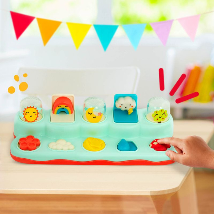Sensoryczna konsola pogodowa dla dzieci wystrzałowe poznawanie przyrody B.Toys zabawka interaktywna