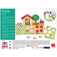 Drewniane puzzle dla dzieci Zwierzęta i nauka liczenia 1-5 Goula