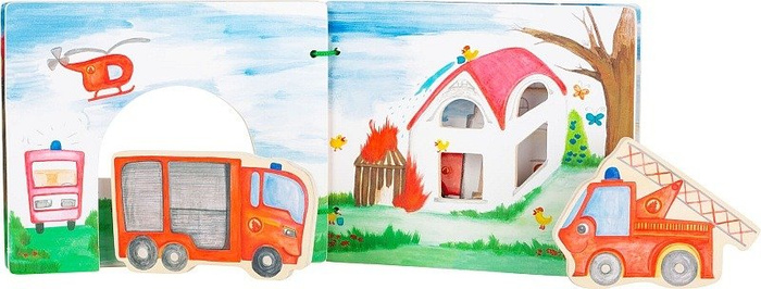 Interaktywna drewniana książka dla dzieci Strażacka brygada Small Foot Design