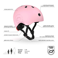 SCOOTANDRIDE Dziecięcy Kask i Ochraniacze Rose S-M ochronny Zestaw 3 lata+