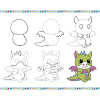 Zestaw kreatywny dla dzieci Rysowanie krok po kroku z brokatowymi markerami 20 rysunków i kolorowanek Janod