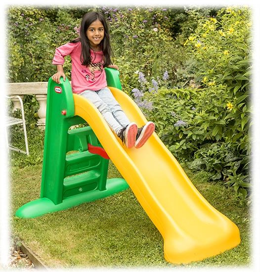 Little Tikes duża Zjeżdżalnia ogrodowa 150 cm słoneczne kolory do zabawy na świeżym powietrzu