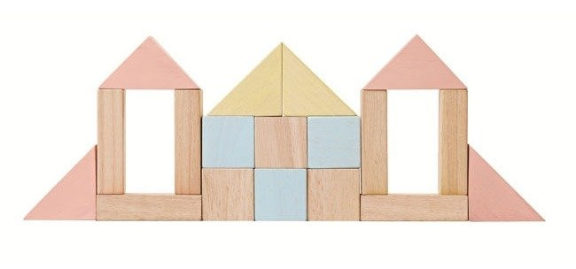 Pastelowe klocki drewniane 40 elementów Plan Toys