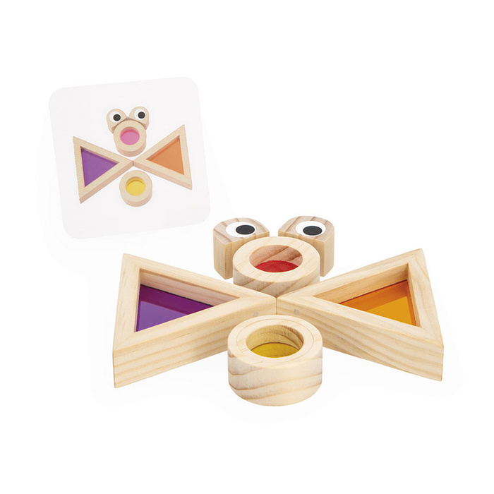 Klocki drewniane dla dzieci sensoryczne przeźroczyste kolorowe Janod