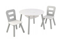 Okrągły stolik z krzesełkami Biel i szarość KidKraft