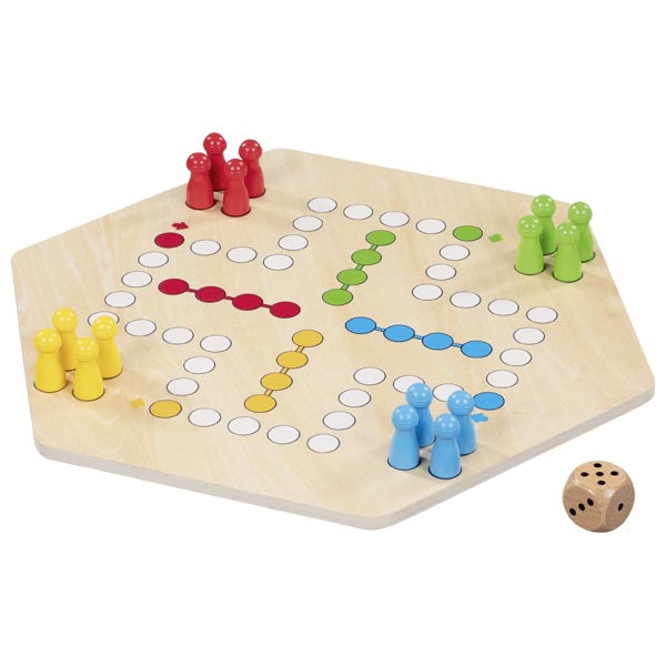 Ludo chińczyk podwójna drewniana gra planszowa dla 6 i 4 graczy Goki