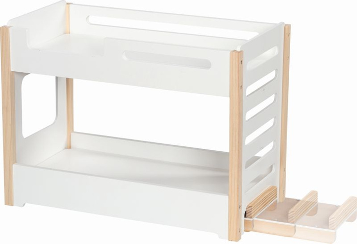 Drewniane łóżeczko piętrowe ze zjeżdżalnią dla lalek Goki