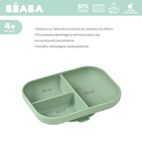 Talerzyk trójdzielny dla dziecka silikonowy z przyssawką Sage green Beaba