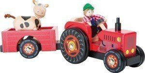 Drewniany traktor Farmer i jego krowa Small Foot