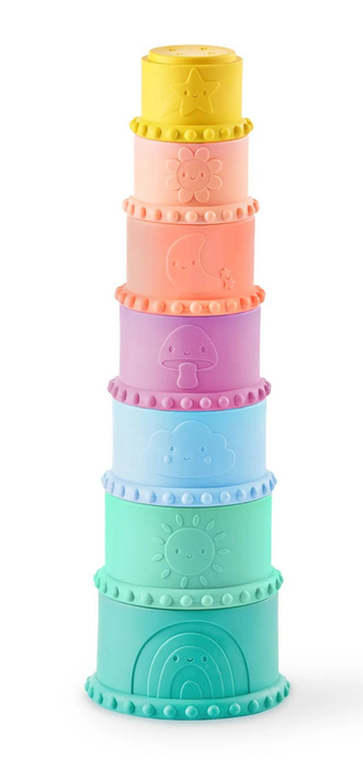 Miękkie kubeczki i klocki sensoryczne 2w1 dla dzieci Stackin’ Squishies B.Toys