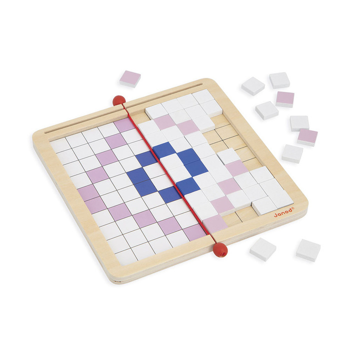 Drewniana układanka mozaika piksele symetria i kodowanie 4w1 Janod