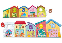 Puzzle dla dzieci Domki zwierzęta i nauka liczenia 1-10 Goula