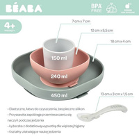 Komplet naczyń z silikonu z przyssawką eucalyptus Beaba