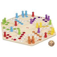 Ludo chińczyk podwójna drewniana gra planszowa dla 6 i 4 graczy Goki