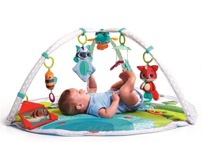 Tiny Love Gimnastyka dla bobasów Mata edukacyjna z gryzakami i zabawkami sensorycznymi Zabawa na łące