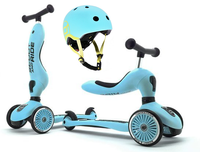 SCOOTANDRIDE Kask + Highwaykick1 2w1 jeździk i hulajnoga Zestaw Blueberry