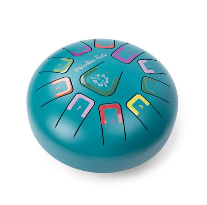 Instrument muzyczny duży bębenek językowy ciemny turkus DANS LA JUNGLE Moulin Roty