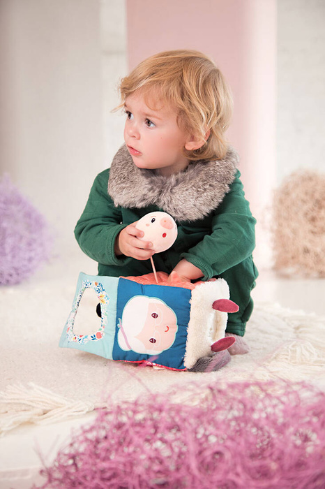 Wielofunkcyjna kostka dźwiękowa angażująca zmysły Wilk Louis 9 m+ Lilliputiens