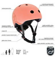 SCOOTANDRIDE Kask + Highwaykick 3 LED hulajnoga składana ze świecącymi kółkami 3+ Zestaw Peach