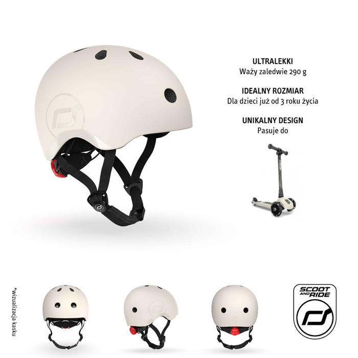 SCOOTANDRIDE Dziecięcy Kask i Ochraniacze Ash S-M ochronny Zestaw 3 lata+