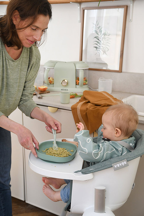 Komplet naczyń z silikonu z przyssawką Sage Green Beaba