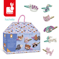 Zestaw kreatywny dla dzieci do tworzenia biżuterii brokatowe spinki do włosów Leśne zwierzątka Janod