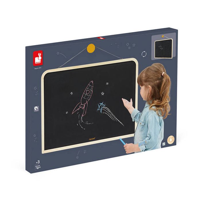Dwustronna drewniana tablica z akcesoriami magnetyczna Janod