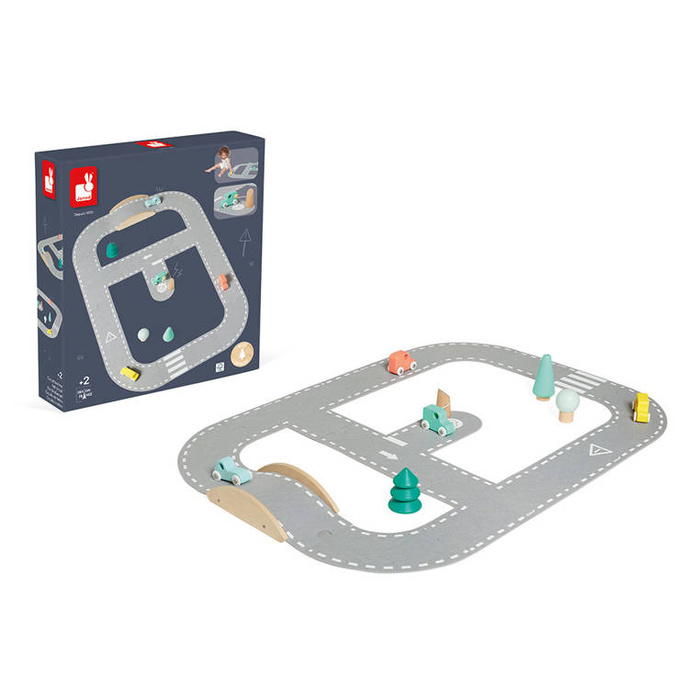 Filcowy tor dla autek z akcesoriami Janod