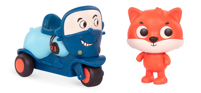 Zestaw 3 miękkich mini samochodzików sensorycznych światło i dźwięk Light Up Cars B.toys