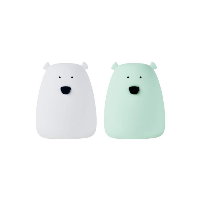 Lampki nocne dla dzieci Mini Miś w kolorze Biały i Arktyczna Zieleń 2 szt Rabbit & Friends