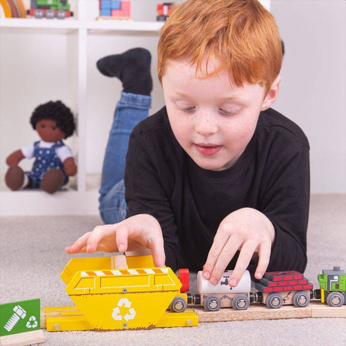 Żółty kontener na odpady do kolejki Bigjigs Rail
