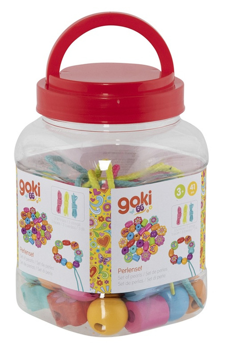 Drewniane Koraliki do tworzenia biżuterii Flower Power 41 elementów Goki