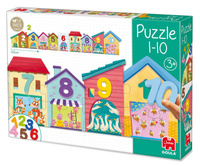 Puzzle dla dzieci Domki zwierzęta i nauka liczenia 1-10 Goula