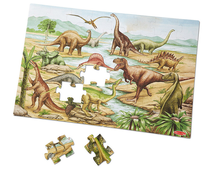 Duże puzzle podłogowe Dinozaury i ich naturalny krajobraz 48 el. Melissa and Doug