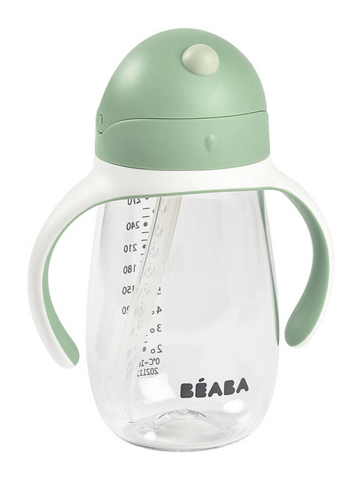 Butelka tritanowa ze słomką Kubek niekapek 300 ml Sage green Beaba