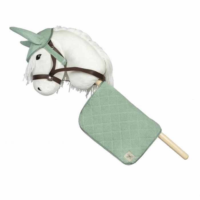 Podkładka pod siodło i bonetka sztruksowy zielony dodatki do Hobby Horse by Astrup