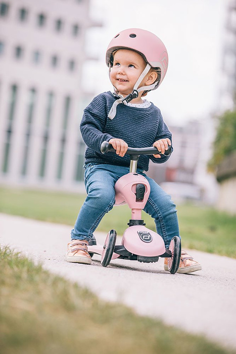 SCOOTANDRIDE Dziecięcy Kask i Ochraniacze Rose XXS-S ochronny Zestaw 1-5 lat
