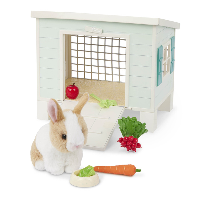 Chatka z pluszowym króliczkiem i przysmakami Zestaw Bunny Hutch Playset Our Generation
