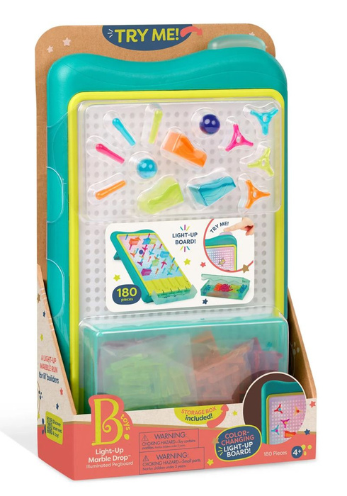 Podświetlany tor kulkowy i tablica artystyczna 2w1 Light-Up Marble Drop B.Toys