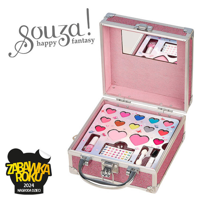 Kuferek walizka z kosmetykami do makijażu dla dzieci zestaw 18 el. Souza!