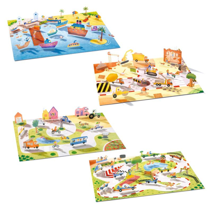 Naklejki wielokrotnego użytku 3D POJAZDY Djeco