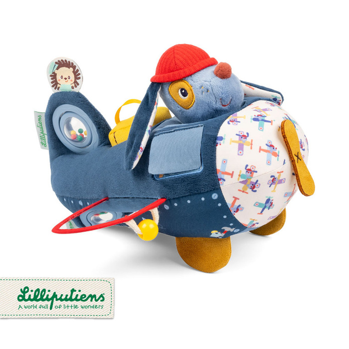 Lilliputiens Piesek Jules Przytulanka aktywizująca Samolot Zabawka sensoryczna i edukacyjna