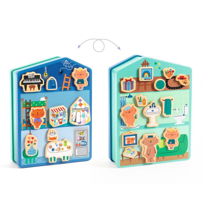Układanka magnetyczna Puzzle dla dzieci 40 el Domek kotków Djeco