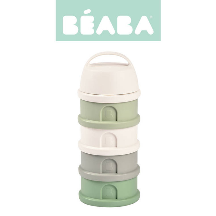 Pojemniki na mleko w proszku 4x110ml cotton white sage green Beaba