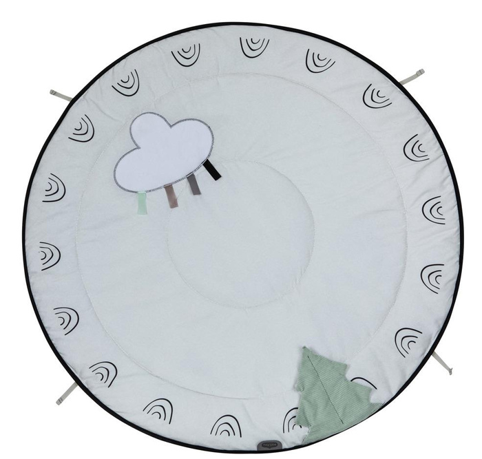 Czarno-biała Mata edukacyjna z drewnianym stojakiem do sensorycznej zabawy Décor Tiny Love