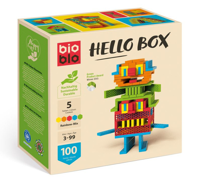 Klocki konstrukcyjne tęczowy Hello Box 100 elementów Bioblo