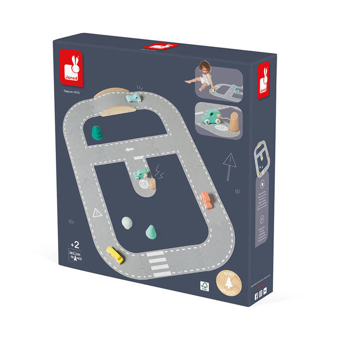 Filcowy tor dla autek z akcesoriami Janod