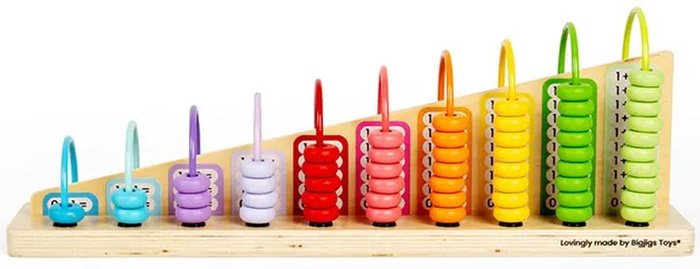Drewniane liczydło dla dzieci Nauka liczenia Tęcza Bigjigs